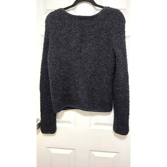 Gap Alpaca Wool Blend Charcoal Gray Fuzzy Zip-Up Cardigan Sweater S - Picture 4 of 7